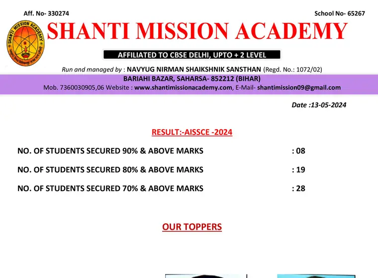 AISSCE 2024 result sheet