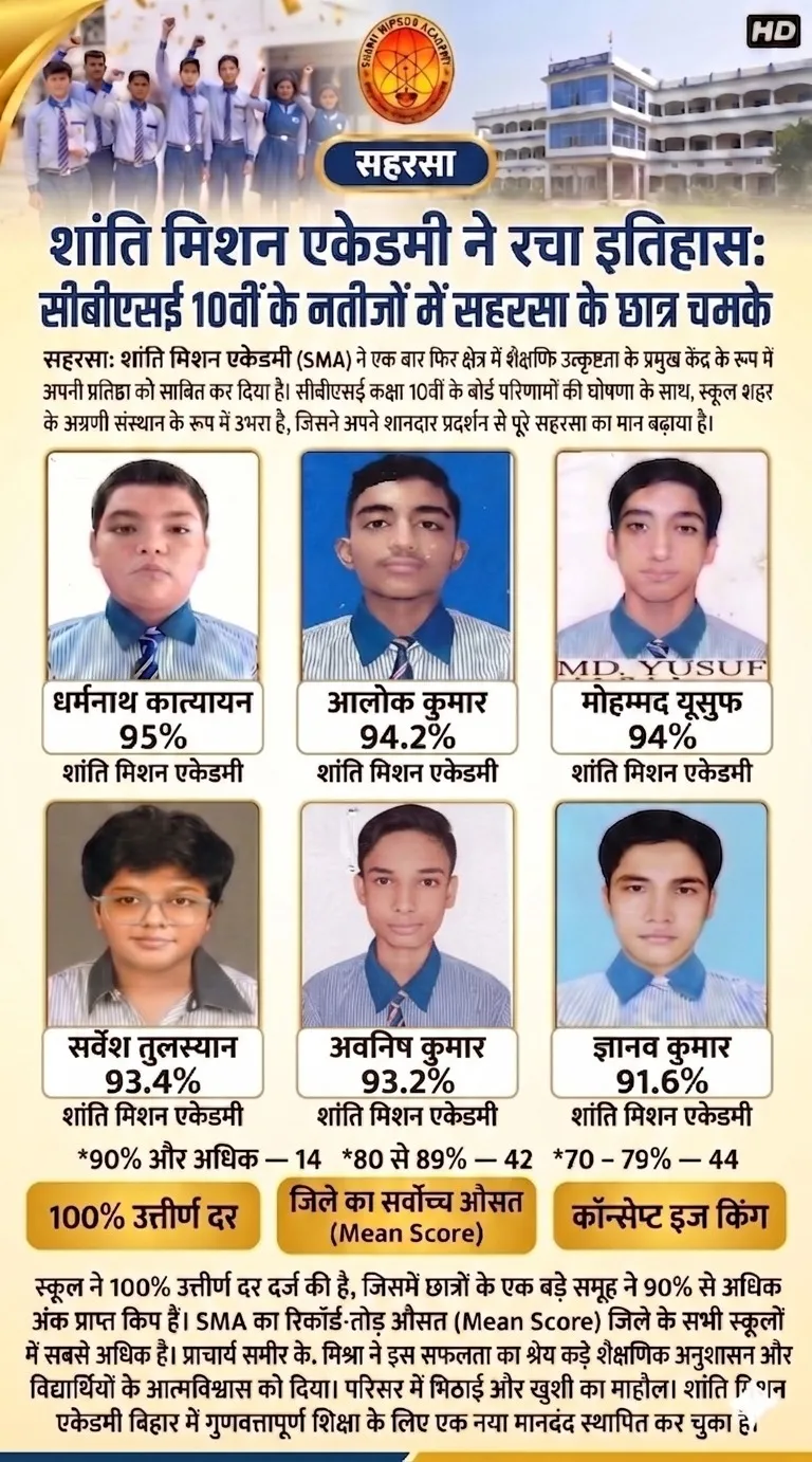 Class X: “Shanti Mission Academy makes history”