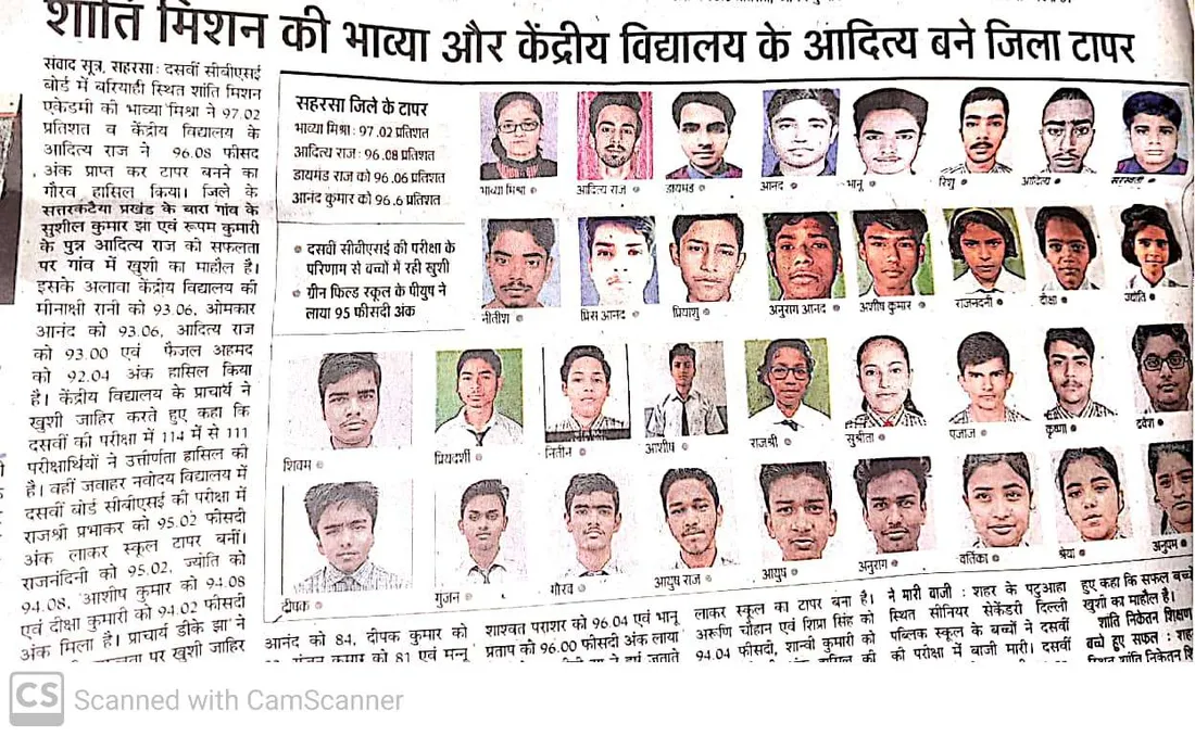 “Shanti Mission’s Bhavya and Kendriya Vidyalaya’s Aditya are district toppers”