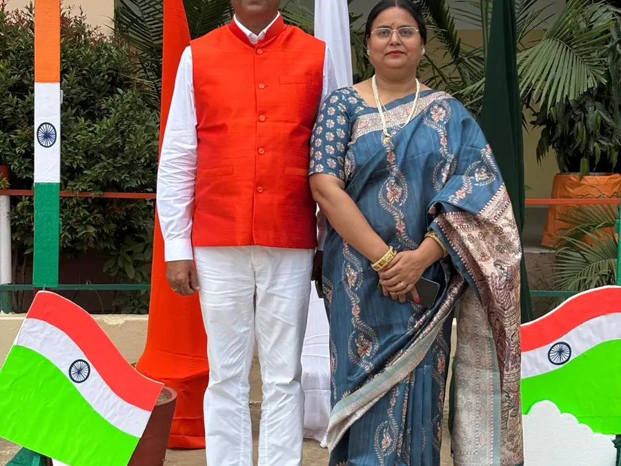 At the Independence Day banner