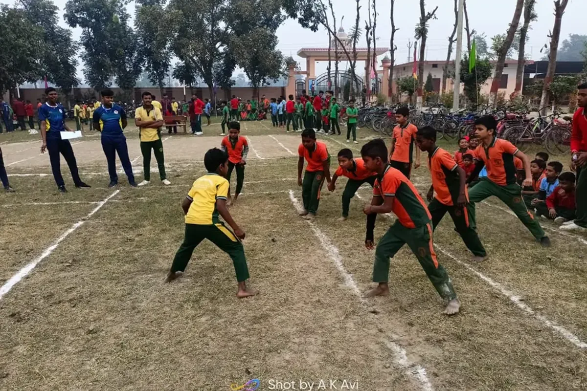 A kabaddi match on the school ground