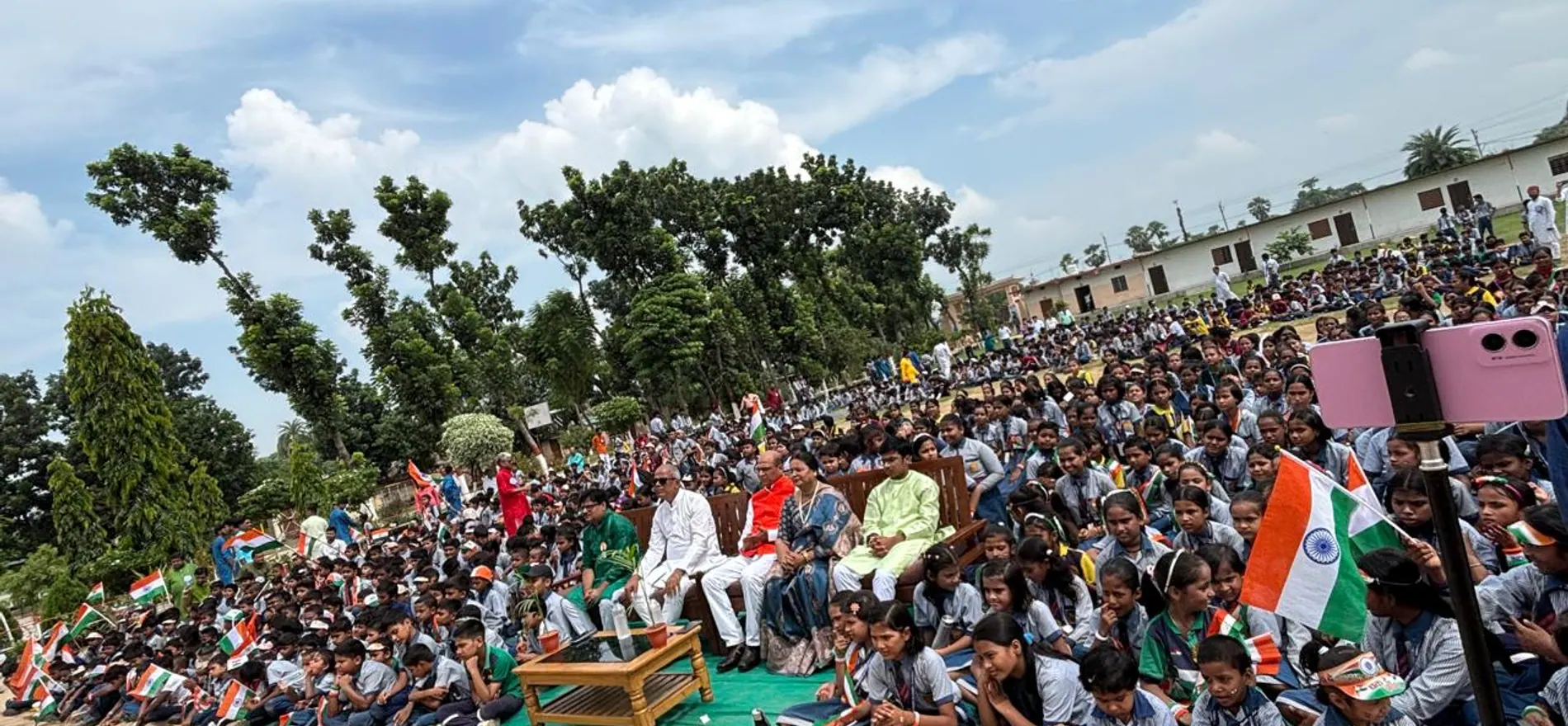 The whole school assembled on the ground
