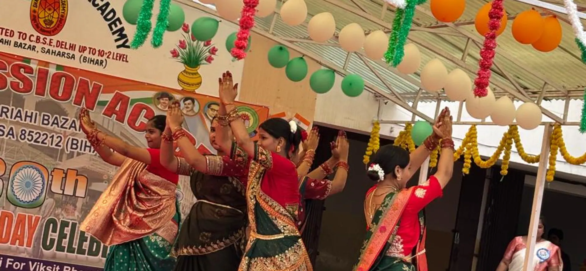 A dance on the stage at a school programme