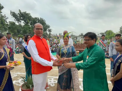 Welcoming the chief guest