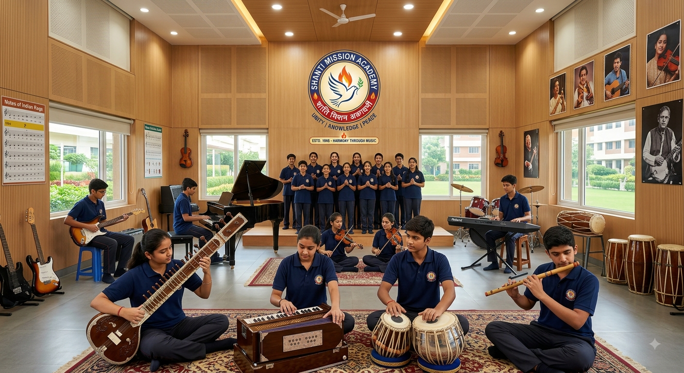 The music room — tabla and harmonium practice